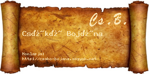Csákó Bojána névjegykártya